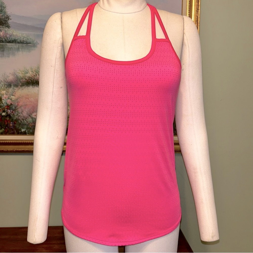 Athleta Pink Perforated Open Strappy Back Tankini Workout Yoga Top